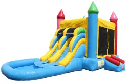 C 181 Rainbow Combo With Pool 1 1769289804 2-Lane Rainbow Castle Bounce House w/ Slide
