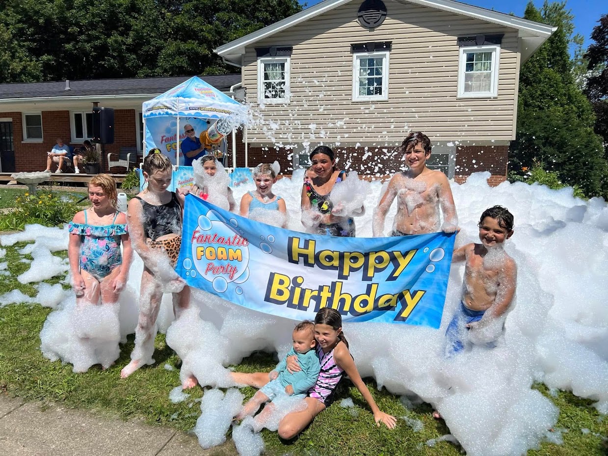 Kids enjoying a foam party